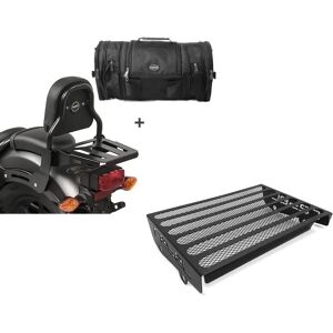 Set: Sissybar XS3 + Hecktasche RB1 passend für Honda Rebel 500 CMX 17-24 mit Gepäckträger Craftride + Kühlerabdeckung passend für Honda Rebel 500 CMX 17-24 Kühlergrill Zaddox KG1