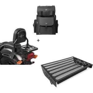 Set: Sissybar XS3 + Hecktasche passend für Honda Rebel 500 CMX 17-24 mit Gepäckträger Craftride + Kühlerabdeckung passend für Honda Rebel 500 CMX 17-24 Kühlergrill Zaddox KG1