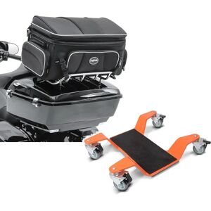 Set: Hecktasche passend für Honda Gold Wing 1800 / 1500 Topcase Tasche Craftride TT1 73Ltr + Rangierhilfe 400 kg passend für Honda Gold Wing 1800 / 1500 Rangierplatte Orange