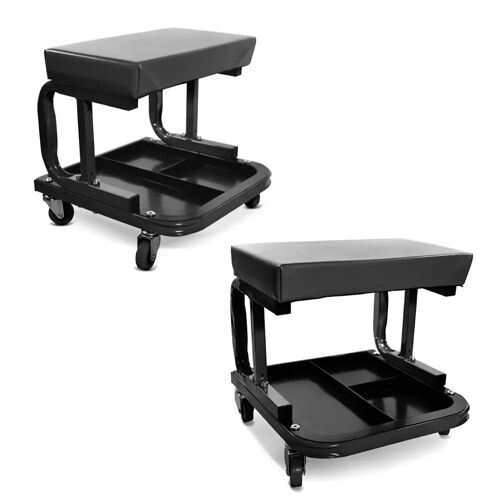 ConStands 2x Werkstatthocker mit Rollen ConStands WS3 Werkstattstuhl schwarz Spar-Set