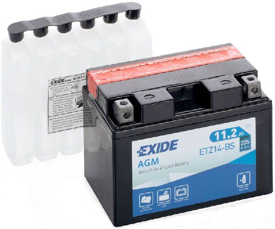 EXIDE Batería de moto  etz14-bs 11,2ah 205a 12v