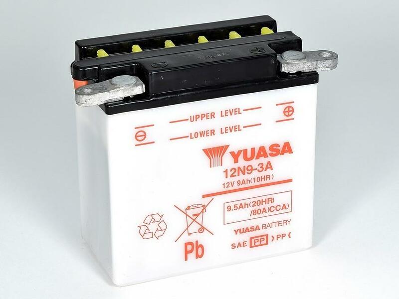 YUASA Batería  Convencional Sin Acid Pack - 12N9-3A Batería sin paquete ácido -  (135 mm)