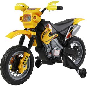 HOMCOM Moto Cross électrique enfant 3 à 6 ans 6 v phares klaxon musiques 102 x 53 x 66 cm jaune et noir - Jaune - Publicité