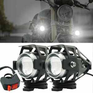 Phare Moto Feux Additionnels,U5 Phares Avant de Moto Anti Brouillard Projecteur Spot LED Moto 125W 3000LM Phares supplmentaires avec interrupteur pour moto Quad Scooter - Publicité