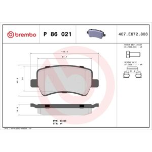 Jeu de plaquettes de frein a disque BREMBO Xtra P 86 021X Arriere