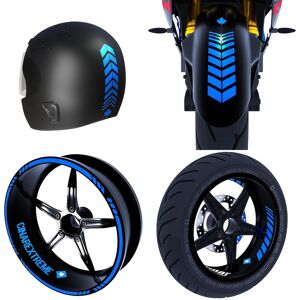 Cinar Extreme Moto Rider Set de 4 Stickers Azur Blue Inner Outer Rim Strip Casque et Garde Boue CinarExtreme - Publicité