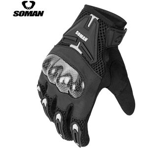 Banggood Gants de moto SOMAN en fibre de carbone et cuir, équipements de protection pour moto Motocross pour hommes - Publicité