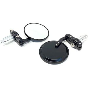 Alchemy Parts Rétroviseur de Guidon Pour Moto Rond 22mm avec Embout   En Metal   Couleur Noir   Cafe Racer   Roadster   Par 2 - Publicité