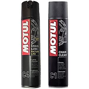 Motul Pack avec spray nettoyant pour chaîne  C1 de 400 ml et graisse  C4 spécialement pour la route - Publicité