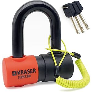 KRASER KR50 Antivol Moto Bloque Disque Homologué SRA, Haute Sécurité Niveau 10 Anti-Scie Anti-Perçage, Mini U Ø18 45x70mm Plus Polyvalent, Câble, Antivol SRA, Bloc Disque Moto Scooter Vélo Electrique - Publicité