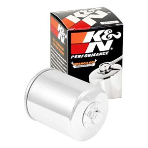 K&N Filtre à huile pour motos : Pour une utilisation avec des huiles synthétiques ou conventionnelles. Pour certains modèles de motos Harley Davidson, Buell, KN-171C (Cartouche Chrome 74x94mm) - Publicité