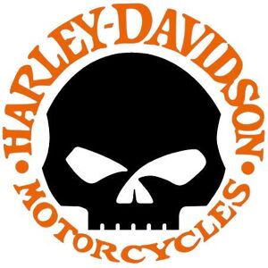 SUPER FABRIQUE Stickers rétro réfléchissant pour Casque de Moto Harley Davidson Skull Orange - Publicité