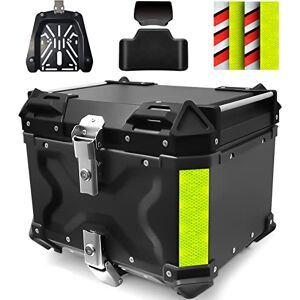 VOKKA Top Case Moto, 45L Bagages étanches pour Motos. Coffres Moto pour Rangement Casques, avec Serrure de Sécurité, Top Case pour Scooter avec Dossier de Passager et Plaque de Base (Noir) - Publicité