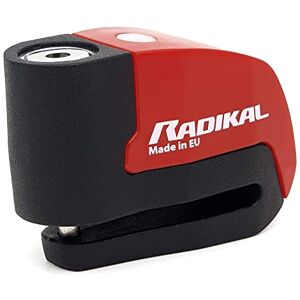 RADIKAL  Antivol Moto Bloque Disque Alarme 120dB Bouton on/Off Warning Alerte, LED, Module Remplaçable, Batterie Lithium, Support Optionel, Clic Fermature ø6mm Bloc Sécurité Universel Scooter Vélo - Publicité