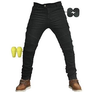 CBBI-WCCI Protection Moto Pantalon Jeans Renforcé avec Protection Doublure Moto Pantalon d'Équitation avec Protéger Pads (XL=34W / 32L, Noir) - Publicité