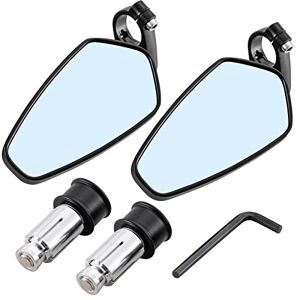 KATUR 7/8Inch 22mm Moto Guidon Fin Miroirs Ovale CNC billettes d'aluminium bleuâtres Anti-Glare Moto Side Mirrors pour Harley Rearview D avidson H Onda Y amaha S uzuki K awasaki Noir - Publicité