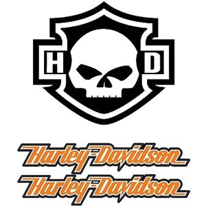 SUPER FABRIQUE Stickers rétro réfléchissant pour Casque de Moto Hommage à Harley Davidson Pack Skull + latéraux (3 Stickers) - Publicité