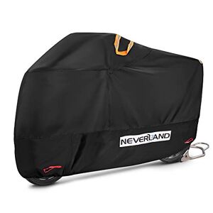 NEVERLAND Bache Moto, 210D Housse de Protection pour Moto, Housse Moto Bâche Orange Noire XXXL, avec Trou de Verrouillage Antivol et Bande Réfléchissante avec Prise d'air - Publicité