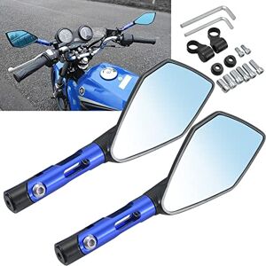 KATUR Moto Guidon Fin Miroirs Rétroviseur Bleu Moto Anti Glare Bluish Miroirs Hawk-Eye 10MM 8MM Clockwise fileté Mounts Les boulons de K awasaki S uzuki H Onda V ictory C Hopper - Publicité