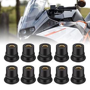 Alpha 10PCS M6 6mm Pare-brise Wellnut Universel écrous de Puits en Caoutchouc pour Moto Noir - Publicité