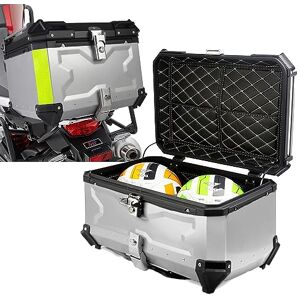 SEJAS Top Case Moto Aluminium Coffres De Moto pour Casques 45L 55L 65L 80L 100L Topcase avec Serrure De Sécurité,Étanche Valise Moto (Color : Argent, Size : 45L) - Publicité