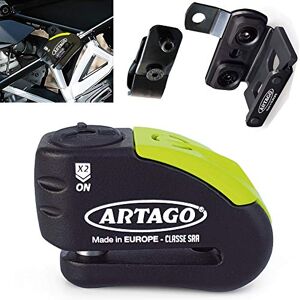 Artago 30X1 Pack Antivol Bloque-Disque avec Alarme 120db Haute Sécurité + Support pour BMW (R1250GS, R1200GS, F850GS, F750GS, F700GS, G310GS, F900XR), Homologué SRA et Sold Secure Gold, Noir/Jaune - Publicité
