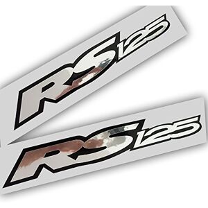 ziondesigns Aprilia RS 125, Chrome Argent sur noir Design graphique Stickers Stickers X 2 - Publicité