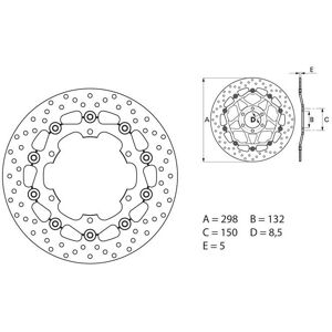 Brembo Disque de frein Brembo D.298 série Oro rond flottant avant Yamaha r6