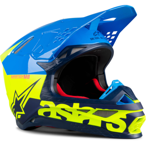 Alpinestars Casque Cross Alpinestars Supertech S-M8 Mips Radium Jaune Fluo-Aqua-Bleu Marine -