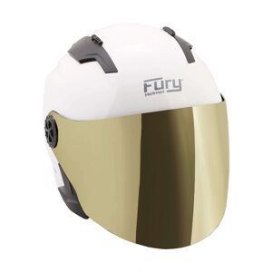 CASQUE JET RACE BLANC AVEC VISIèRE MIROIR OR - L