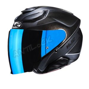 HJC CASQUE JET F31 LUDI AVEC VISIèRE MIROIR BLEU - Publicité