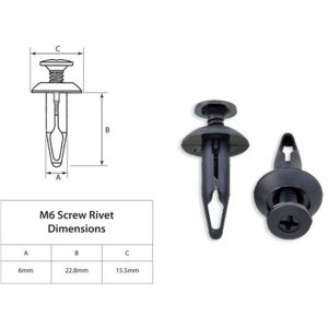 Rivets plastique M6 10 pièces taille :