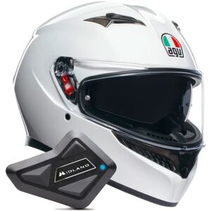 AGV K3 Mono Silk White + Kit Bluetooth BT Mini