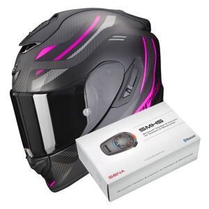 Scorpion Exo 1400 Evo Carbon Air Kydra Matt Black Pink + Intercom Sena SMH5 - Publicité