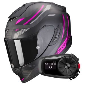 Scorpion Exo 1400 Evo Carbon Air Kydra Matt Black Pink + Kit Bluetooth 5S