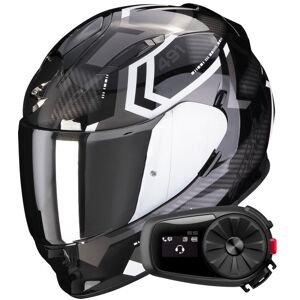 Scorpion Exo 491 Spin Black White + Kit Bluetooth 5S Solo - Publicité