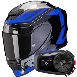 Scorpion Exo R1 Evo Air Blaze Black Blue + Kit Bluetooth 5S Solo