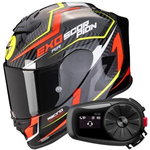 Scorpion Exo R1 Evo Air Coup Black Red Yellow Fluo + Kit Bluetooth 5S Solo