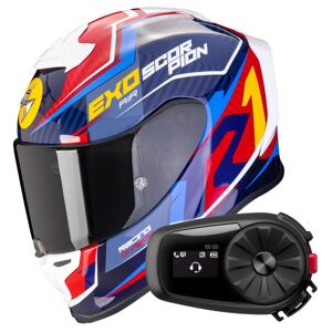 Scorpion Exo R1 Evo Air Coup Blue Red Yellow + Kit Bluetooth 5S Solo