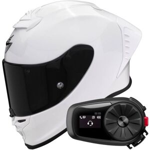 Scorpion Exo R1 Evo Air FIM Racing Solid Pearl White + Kit Bluetooth 5S Solo - Publicité