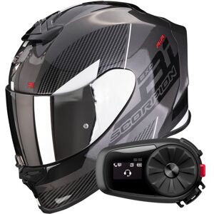 Scorpion Exo R1 Evo Air Final Dark Silver Black White + Kit Bluetooth 5S