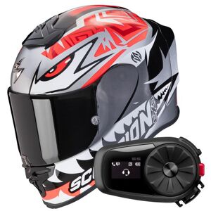 Scorpion Exo R1 Evo Air Zaccone Silver Black Red + Kit Bluetooth 5S Solo