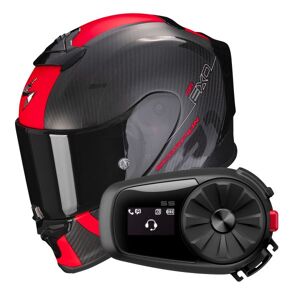 Scorpion Exo R1 Evo Carbon Air MG Matt Black Red + Intercom Sena 5S - Publicité