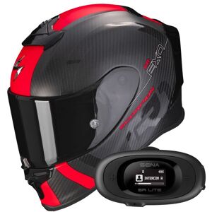 Scorpion Exo R1 Evo Carbon Air MG Matt Black Red + Kit bluetooth 5R Lite