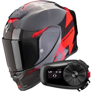 Scorpion Exo R1 Evo Carbon Air Rally Black Red + Kit Bluetooth 5S Solo