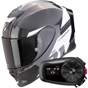 Scorpion Exo R1 Evo Carbon Air Rally Black White + Kit Bluetooth 5S Solo - Publicité