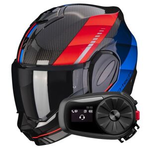 Scorpion Exo Tech Evo Carbon Genus Black Blue Red + Kit Bluetooth 5S - Publicité