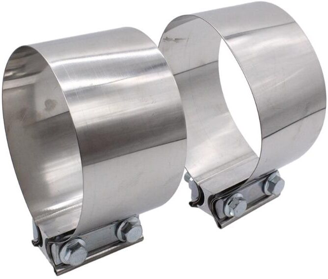 2Pcs 5Inches Stainless Steel Butt Joint Band Exhaust Clamp Sleeve Coupler for Exhaust Pipes Repair No Welding Required