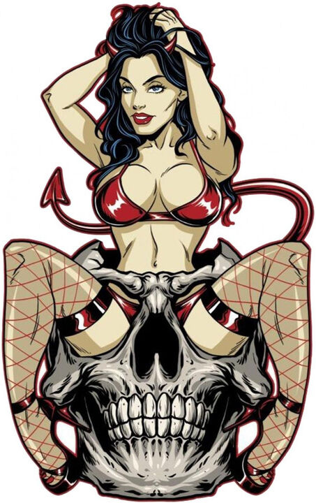 Autocollant Lethal Threat diable pin-up 60x80 mm