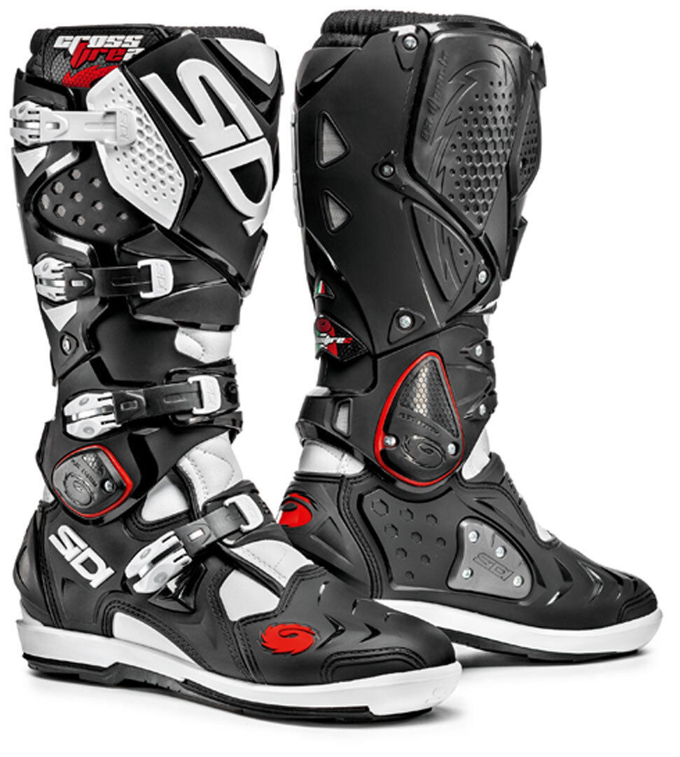 Sidi Crossfire 2 SRS Motocross Boots Bottes Motocross Noir Blanc Rouge taille : 48
